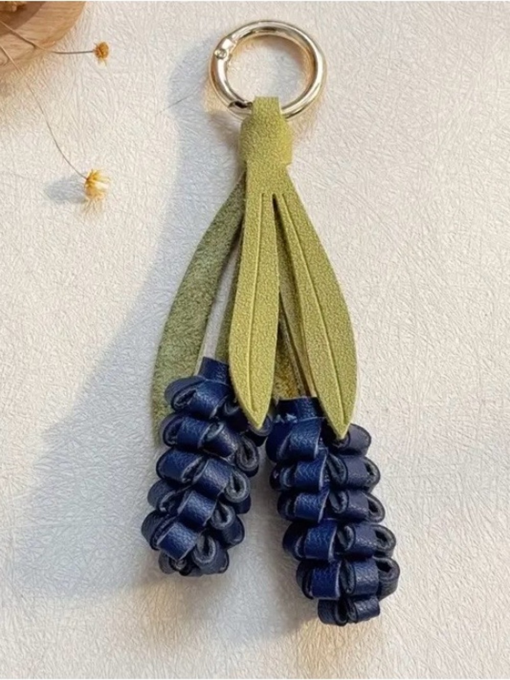 NEW Faux Leather Lavender Keychain - Olive & Navy